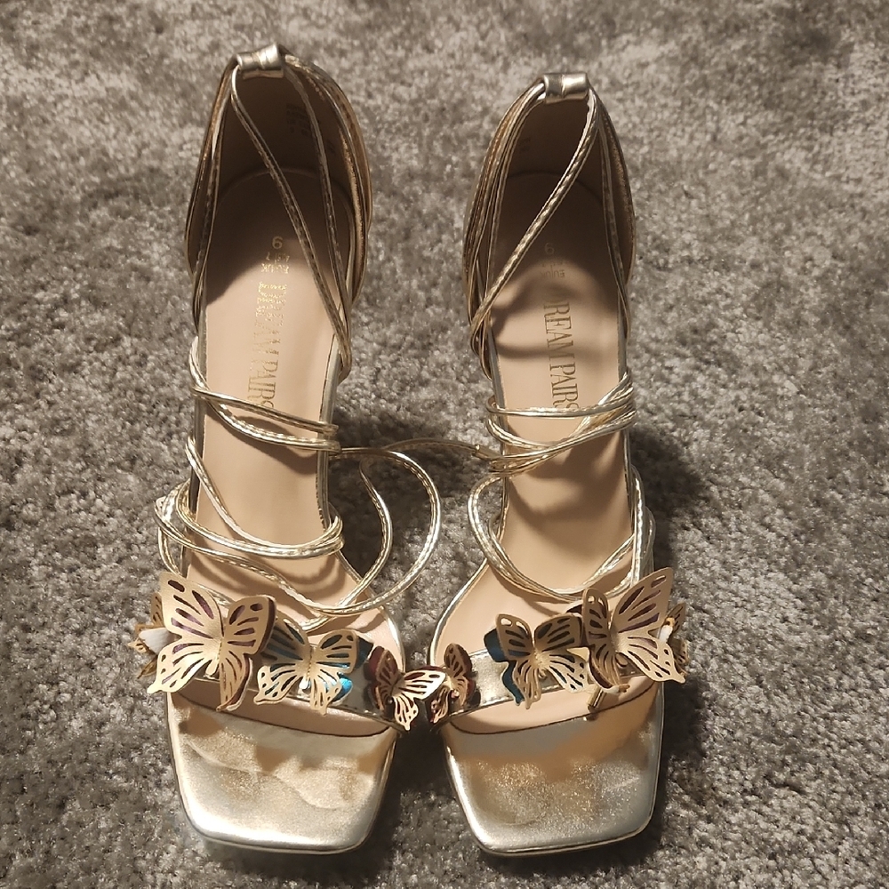 Elegant Gold Butterfly Heels